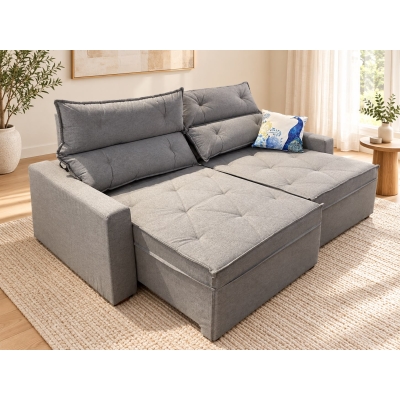 ESTOFADO MUNIQUE 2.30 RETRATIL RECLIN. LINHO A59 CINZA