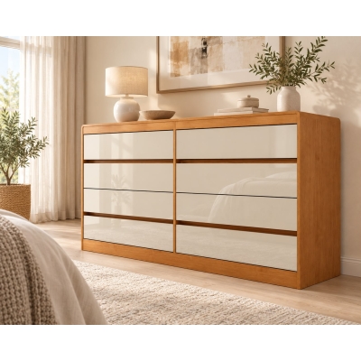 COMODA 8 GAVETAS ESPANHA C/ 6 PES CINAMOMO/OFF WHITE