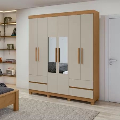 GUARDA ROUPA 06 PTS ZEUS C/ESP AMENDOA CLEAN/OFF WHITE