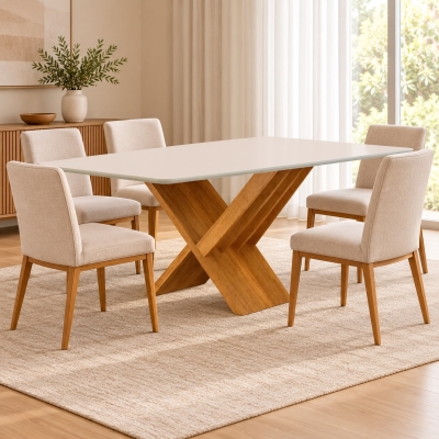 MESA DE JANTAR AURORA 1800X900 C/VIDRO CIN/OFF